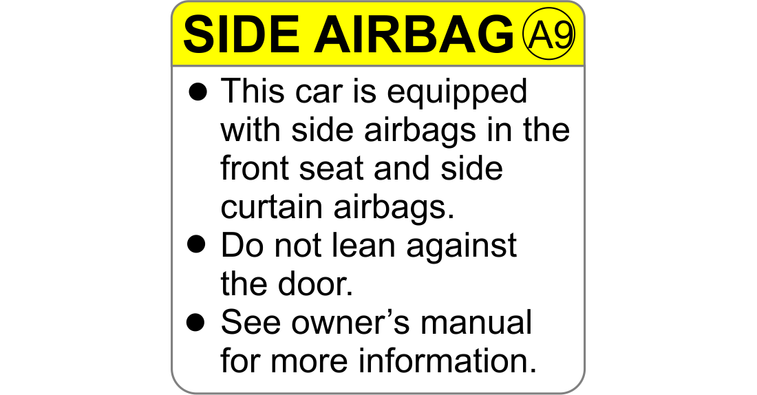 Airbag Warning Safety Label