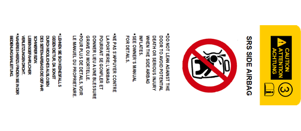 Airbag Warning Safety Label