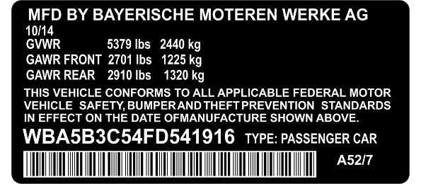 Vin Safety Label