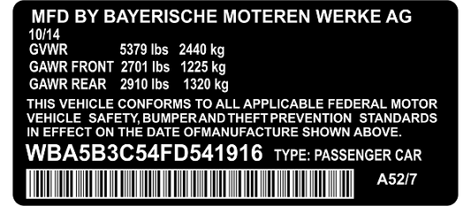Vin Safety Label