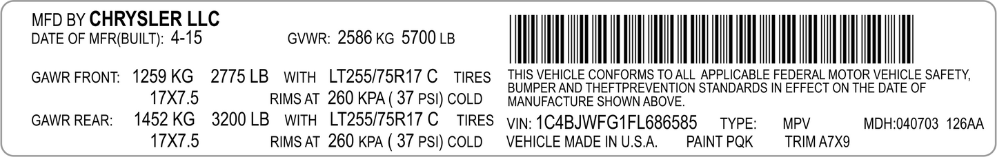 Vin Safety Label