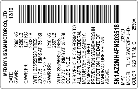 Vin Safety Label