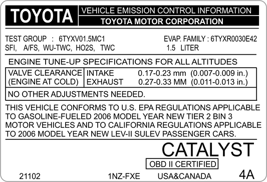 Emission Control Label