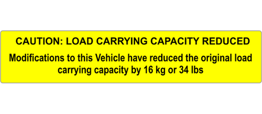 Load Carrying Capacity Reduced Safety Label