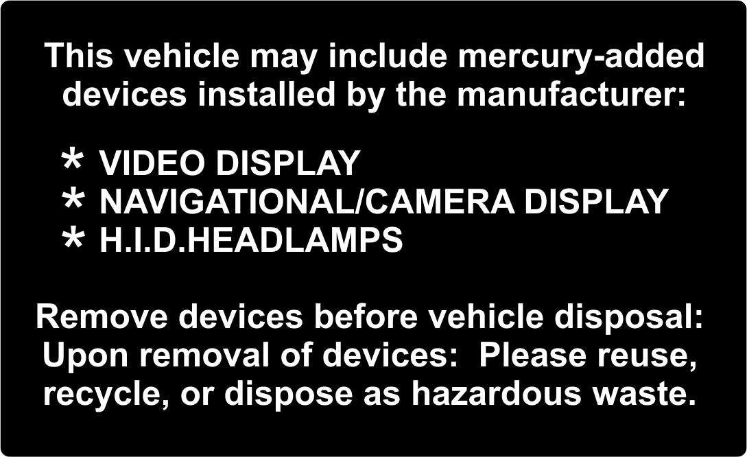 Mercury Warning Safety Label | Weather-Proof Warning Tag for Vehicles ...