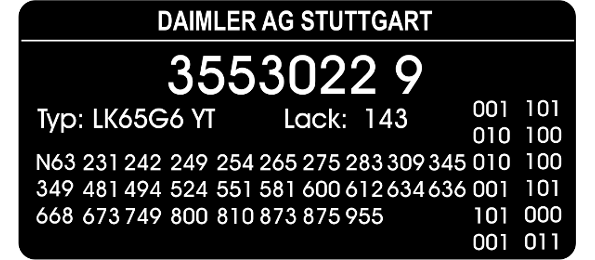 Service Parts Vin Label