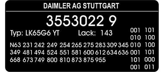 Service Parts Vin Label