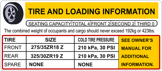 Tire & Load Safety Label