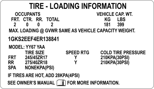Tire & Load Safety Label
